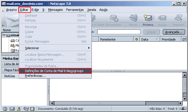 Configura��o de email no Netscape