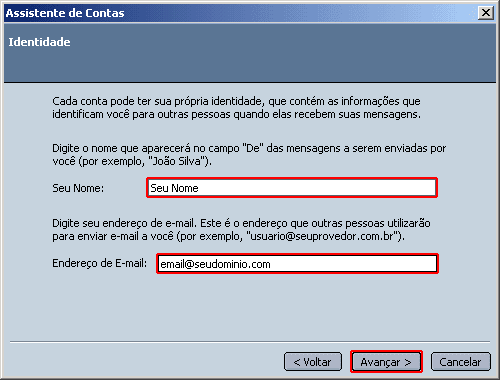 Configura��o de email no Netscape