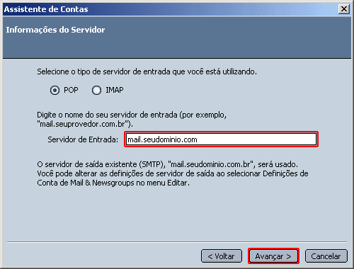 Configura��o de email no Netscape