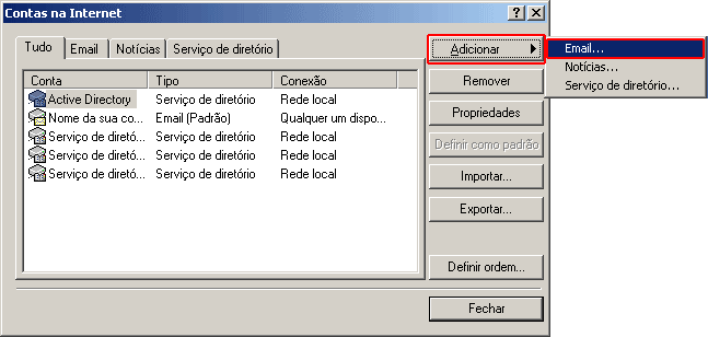 Configura��o de e-mail em Outlook Express